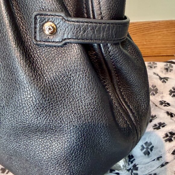 KATE SPADE Black Leather Shoulder Bag - Classic Hobo Satchel 2000s-2010s - Picture 5 of 14